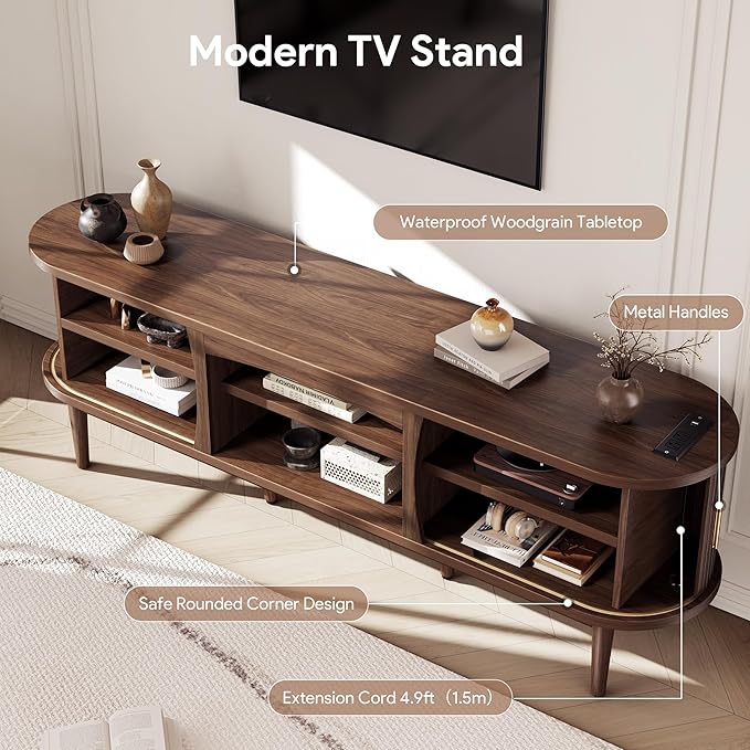 Decofy Mid Century TV Stand for TVs up to 80 Inches, Entertainment Center