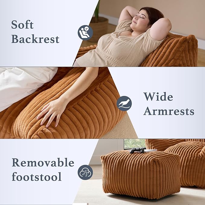 Gericco Oversized Bean Bag Chaise Lounge Chair Indoor