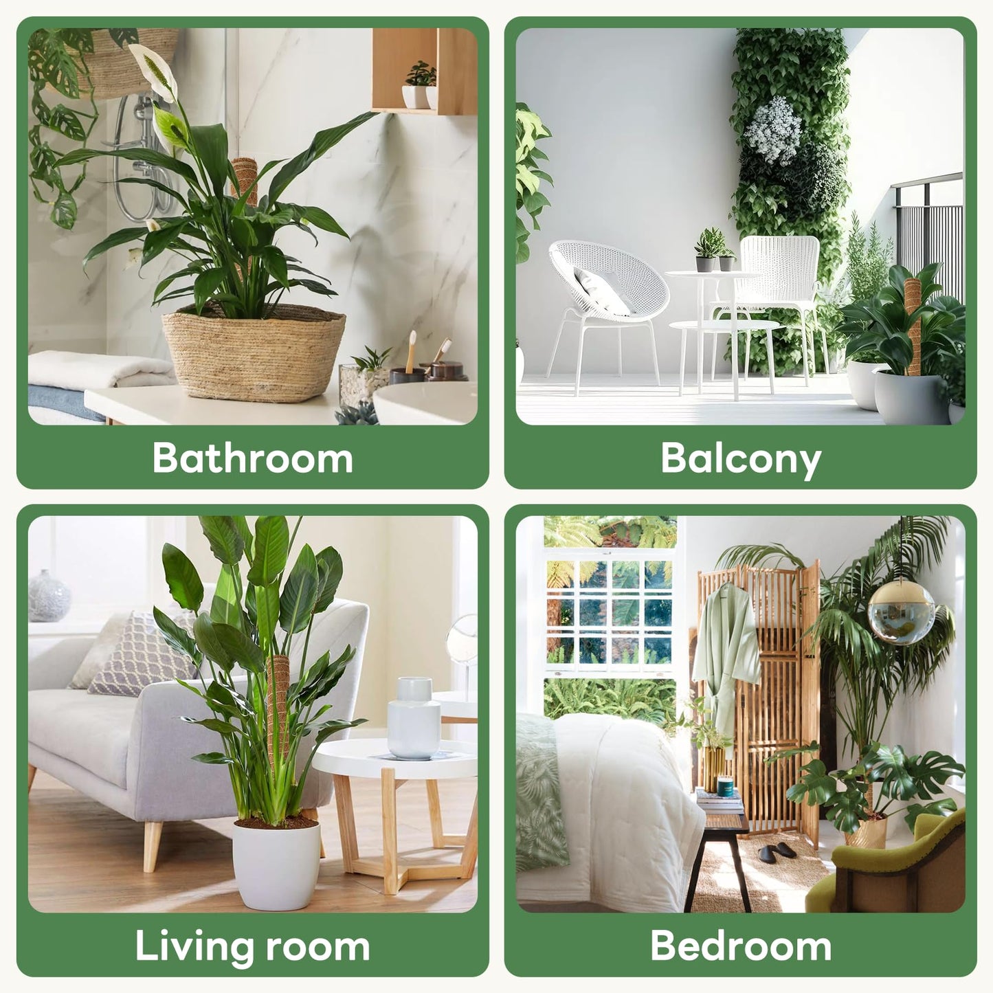 Moss Pole for Plants Indoor - 4 Pack Plant Supports for Climbing Plants to Grow Upright - 16 inch Stackable Moss Sticks Coir Totem Pole Plant Support for Monstera Pothos Philodendrons Potted Plants