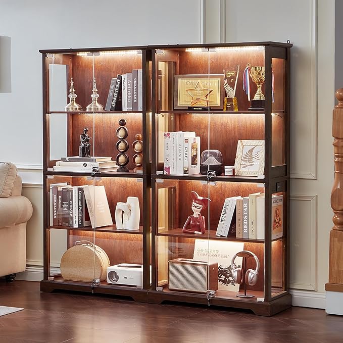 LELELINKY Farmhouse Display Cabinet Set of 2