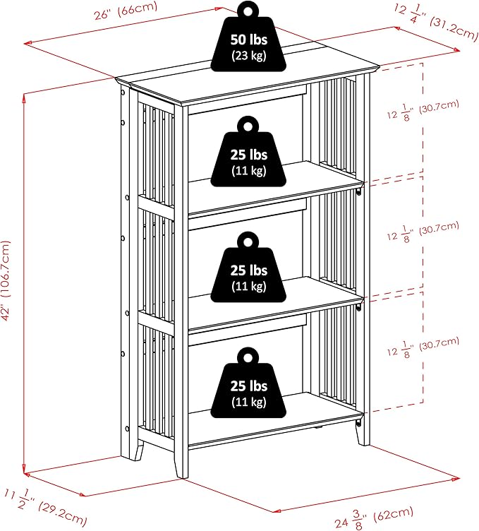 Winsome Mission Beech Wood 4-Tier Shelf