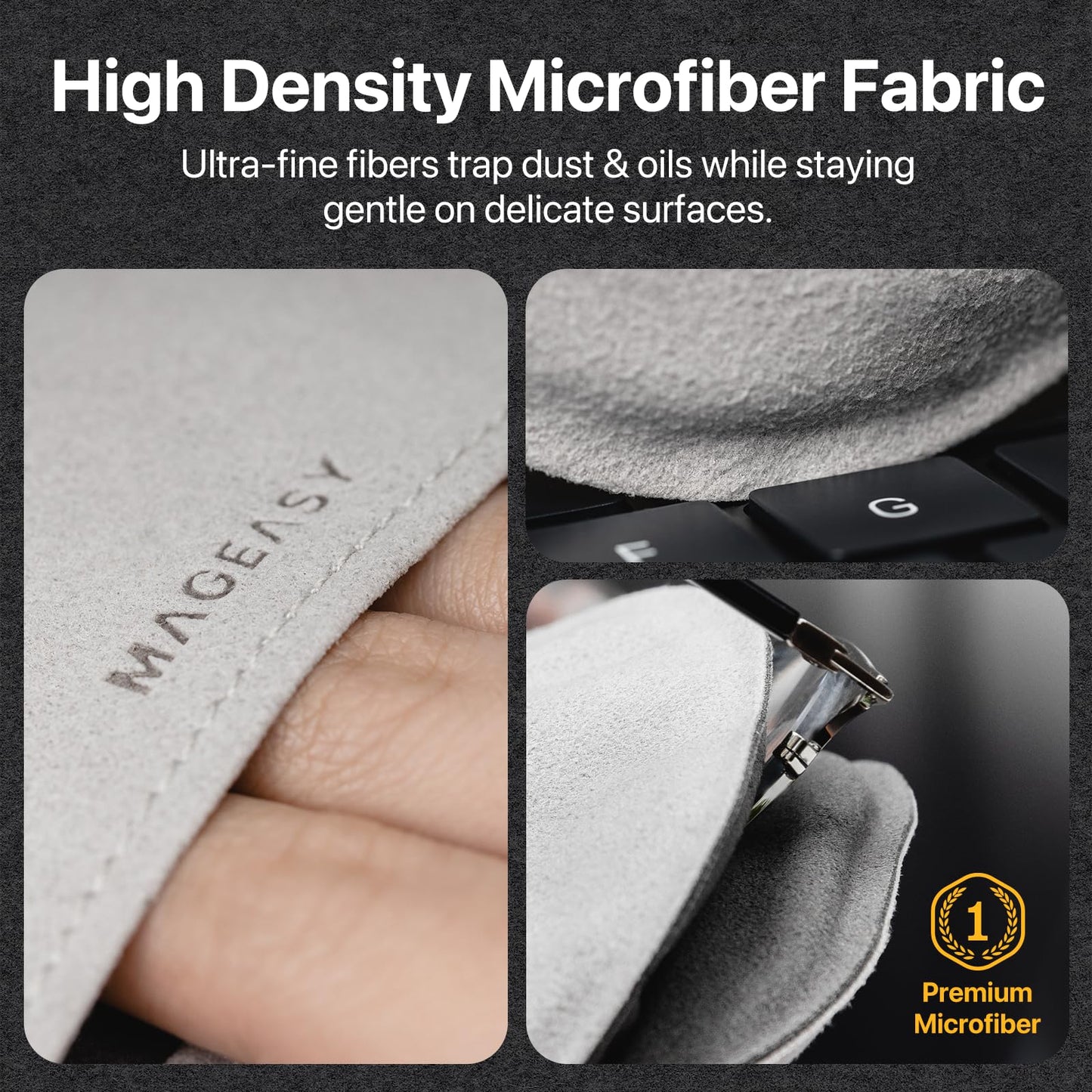 MAGEASY Microfiber Cleaning Cloth for Electronics, iPhone iPad MacBook, Car Screen Cleaner, Keyboards, Eye Glasses, Camera Lens Wipes - No Lint & Streak Free Thick Polishing Cloth Reusable