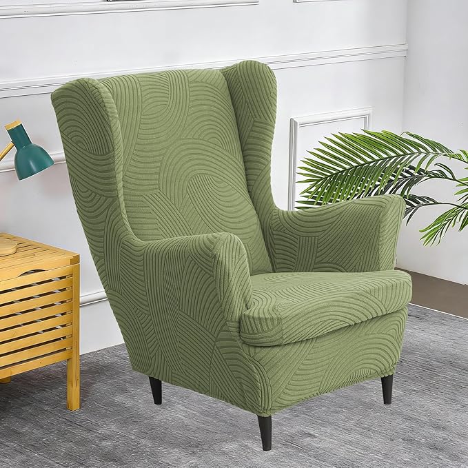HAOYONG Wing Chair Slipcovers Printed Wingback Chair Covers 2 Pieces Wingback