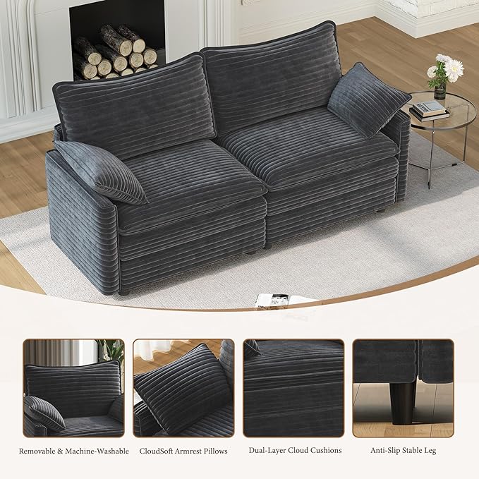 Vesgantti 74" Cloud Couch for Living Room, 2 Seaters Deep Seat Sectional