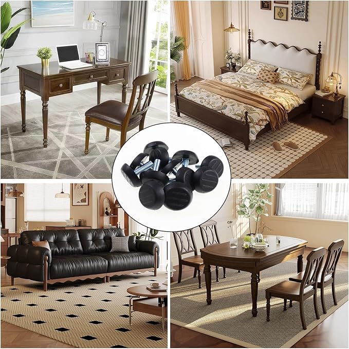 M6 Adjustable Furniture Levelers Table Feet Screw in Threaded, Screw on Chair