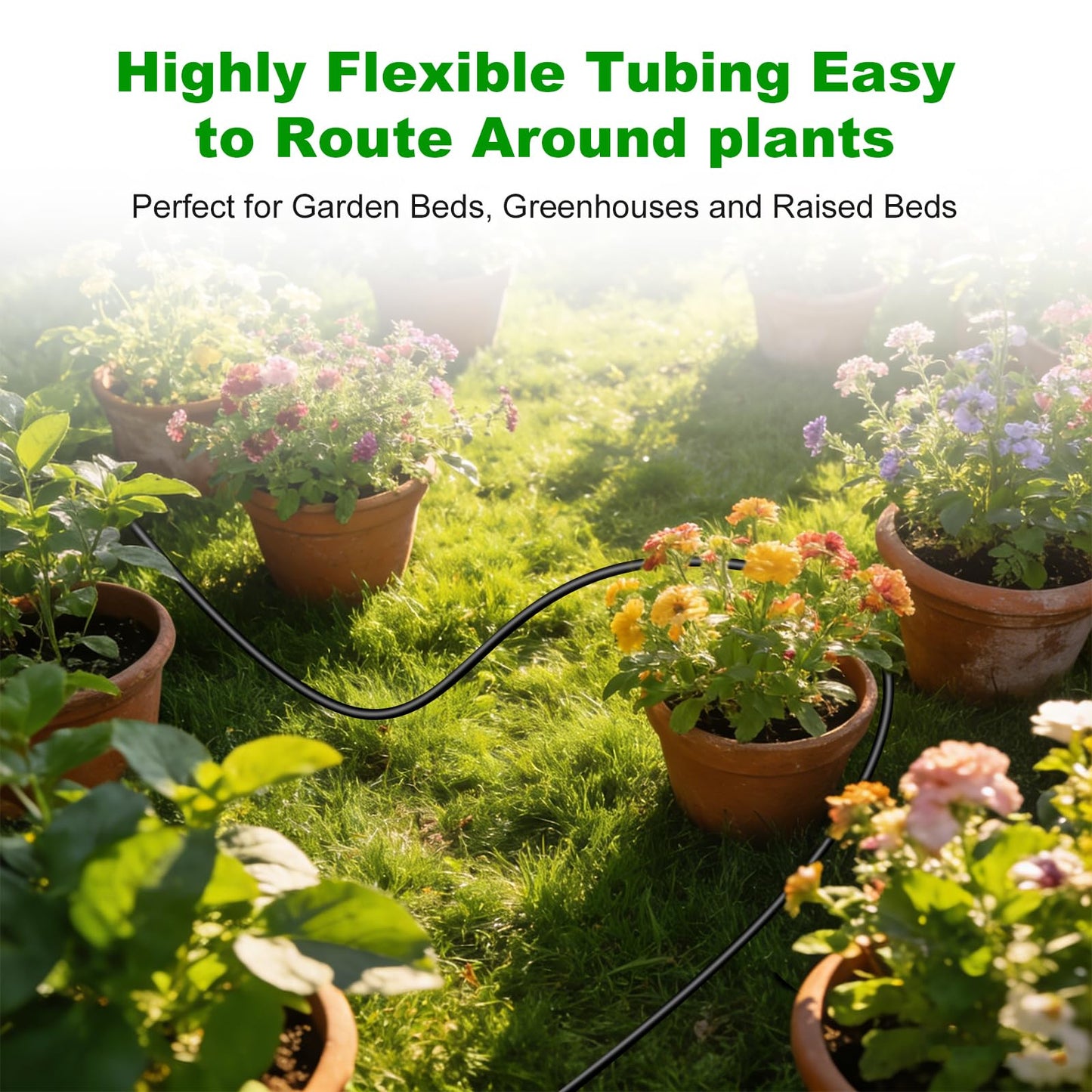 1/4 Inch Blank Drip Irrigation Tubing, 60FT Distribution Hose for Garden, Greenhouse & Raised Beds, Flexible UV-Resistant Watering Line for Drip Irrigation Systems