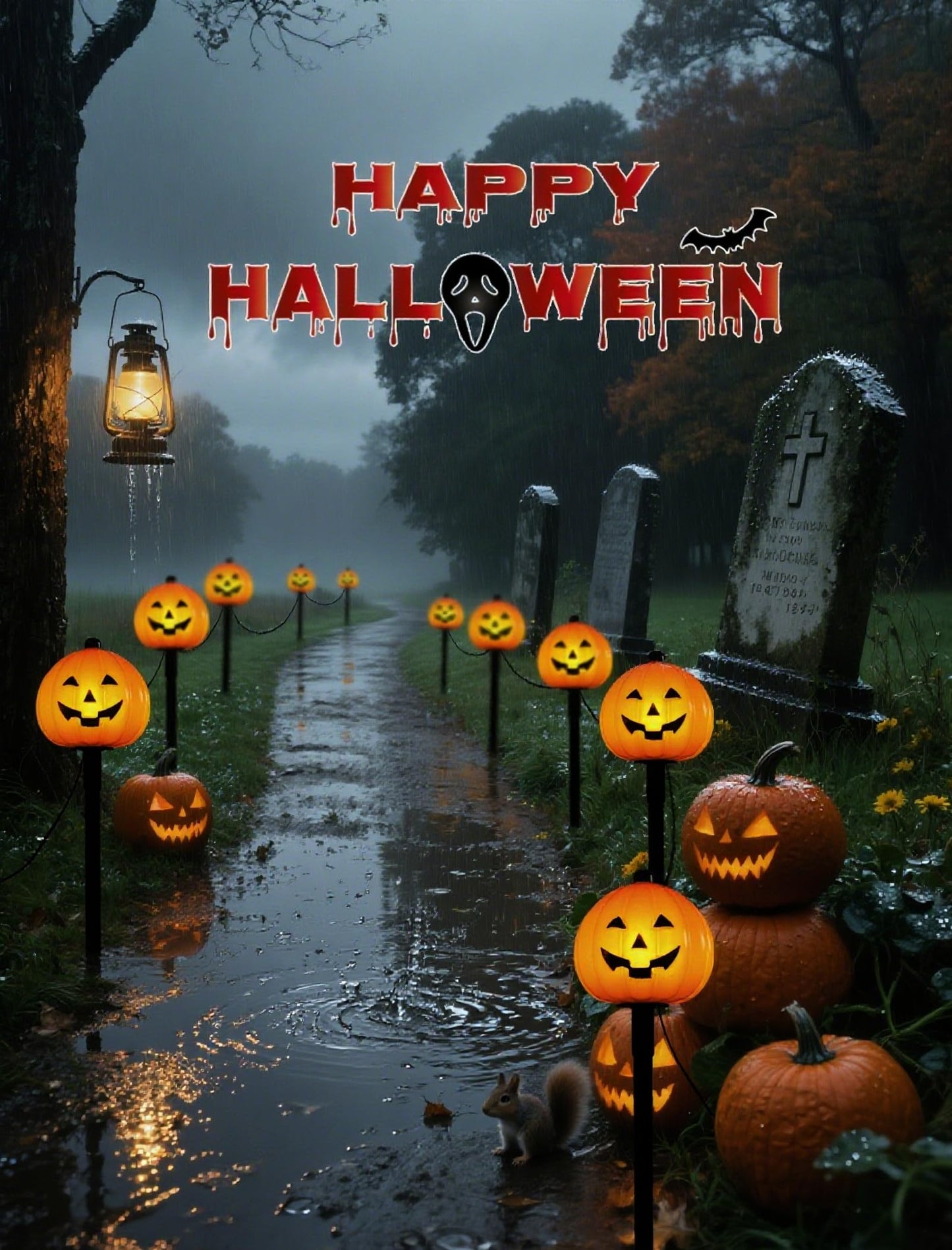 Classic Halloween Charm: 5 Pack Plug-in Pumpkin Pathway Lights Outdoor, Waterproof Jack o' Lantern Garden Stakes with Warm C7 Bulbs for Walkway & Yard Decor