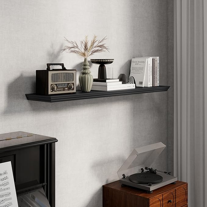 Fun Memories Floating Shelves 48 Inch Long, 9.3 Inch Deep Classic Crown Molding