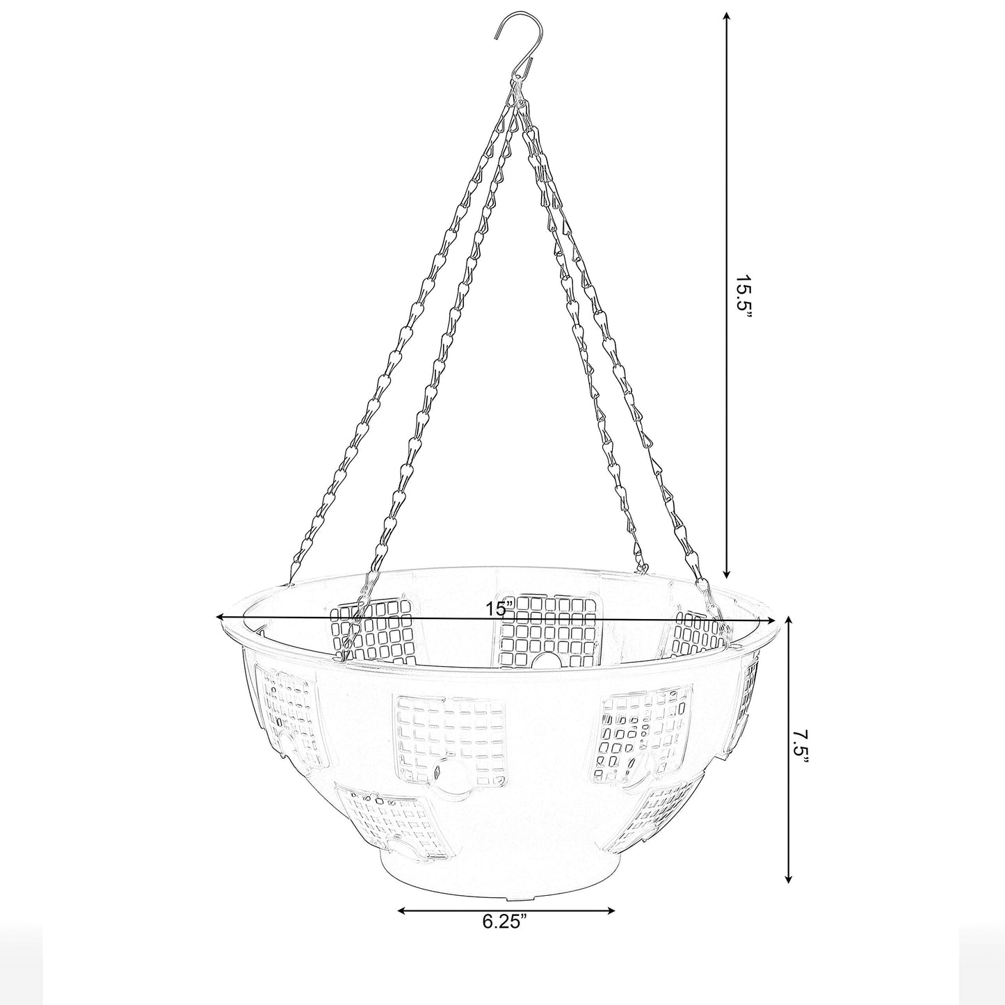 Gardenised Durable Plastic Lace Ultimate Hanging Baskets Tomato, Flower, and Herb Outdoor Flower Planter, Black