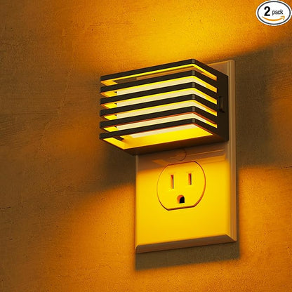 L LOHAS LED Night Lights Plug into Wall, 2 Pack Modern Night Light with Dusk to Dawn Sensor, Dimmable Plug in Night Light, Adjustable Brightness, for Bedroom Bathroom Hallway (Black)