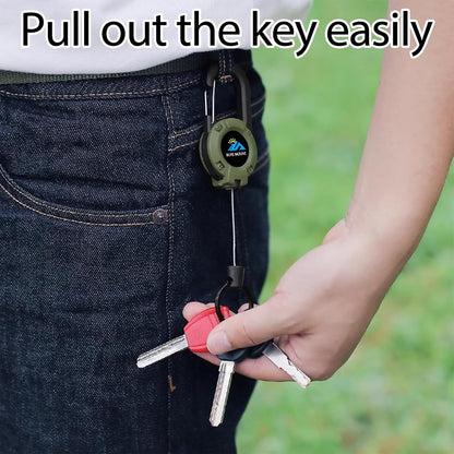 Retractable Keychain Heavy Duty 2Pack, Multitool Carabiner Badge Holder, Retractable Keychain Clip Id Holder, Upgraded 58cm Stainless Steel Cord Green