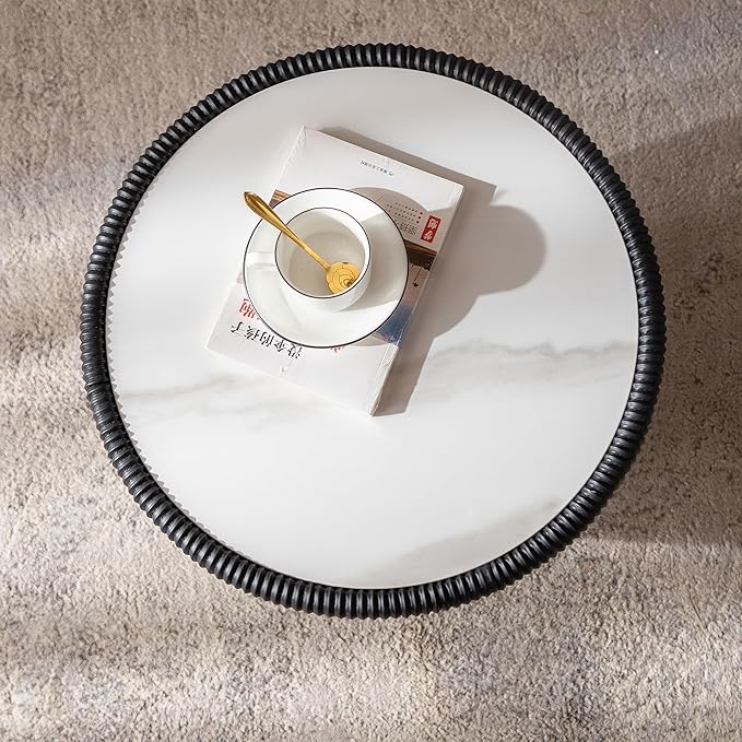 SSLine Bowl-Shape Small Coffee Table Modern Sintered Stone Top Coffee Table in