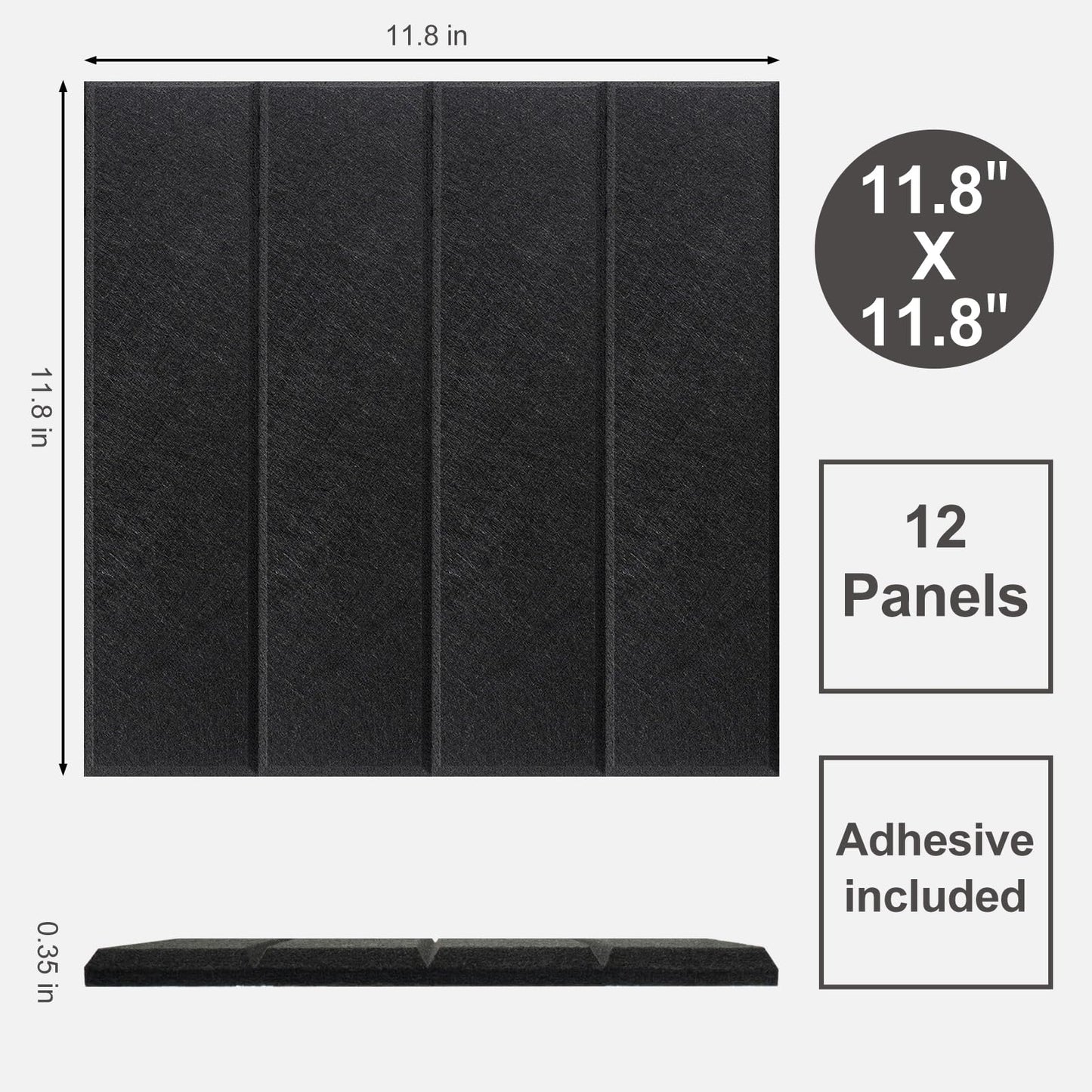 Large Cork Board Alternative 48" X 36" Bulletin Board - 12 Pack Removable Felt Wall Tiles, Cork Wall Tiles Bulletin Board Home Office Essentials - Black