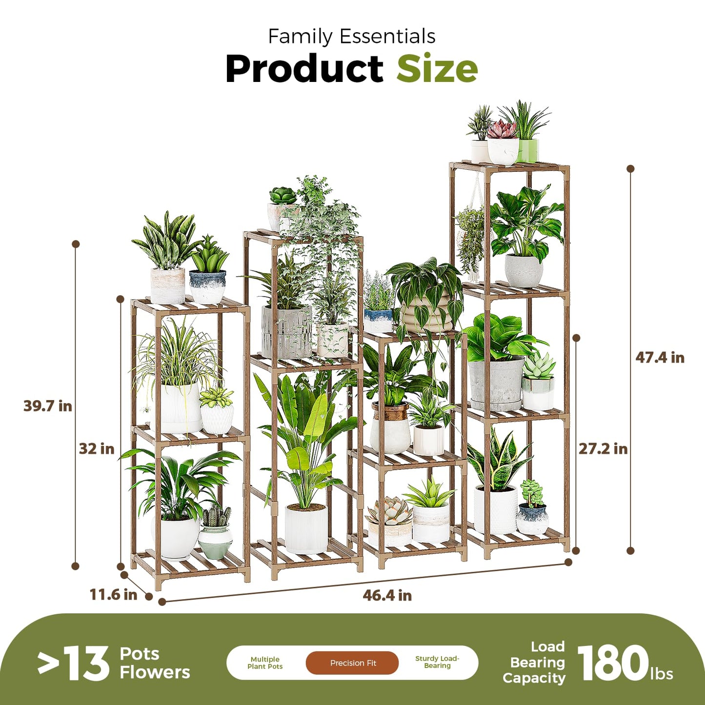 Bamworld Tall Plant Stands Indoor 4 Sets Plant Shelves Outdoor Wooden Plant Holder for Multiple Plants Flower Stands for Living Room Balcony Garden Patio Lawn Window
