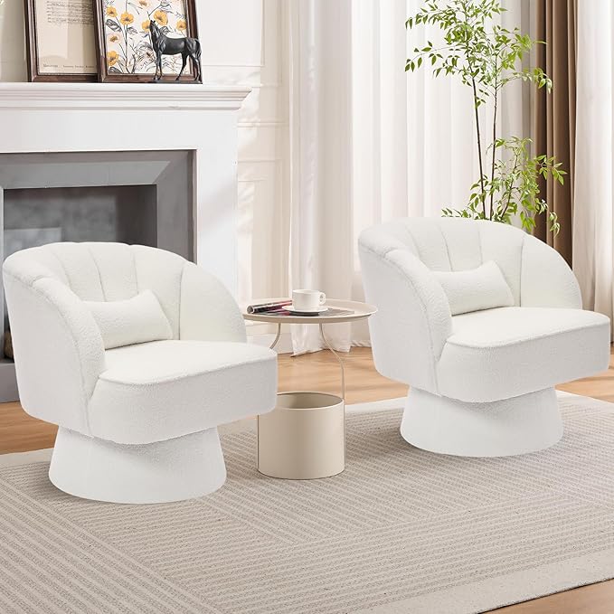 Garvee Ultra-Plush Swivel Accent Chair, 360° Barrel Lounge Chair