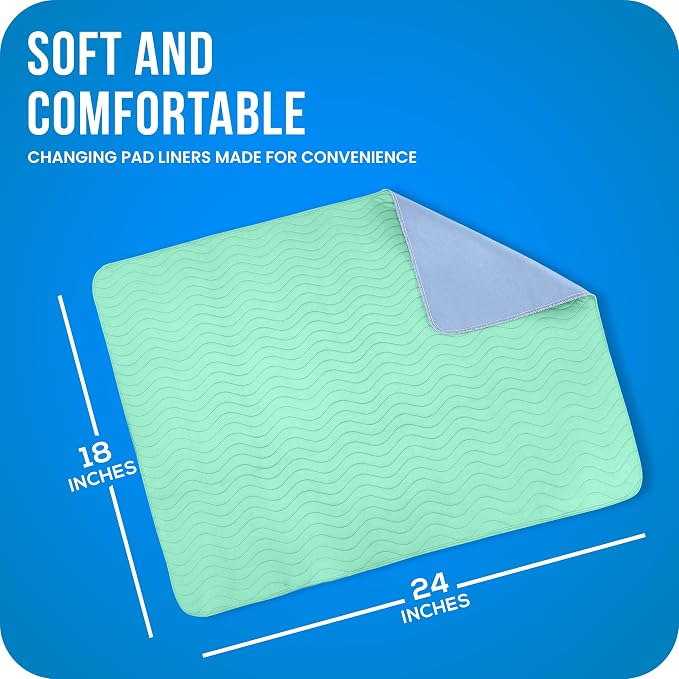 Utopia Bedding Washable Pee Pads for Dogs 18" x 24" (Pack of 4), Waterproof Incontinence Bed Pads for Adults, Elderly and Kids, Heavy Absorbency Pet Training Pads for Sofa and Couch (Green, Blue)