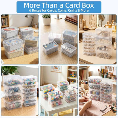 neotidy Playing Card Storage Box Set of 12, Clear Plastic Playing Card Cases Organizer with Snap Lid, Mixed Sizes Card Game Storage for UN* Cards, Standard Decks, Trading Cards, Card Game Holder Case