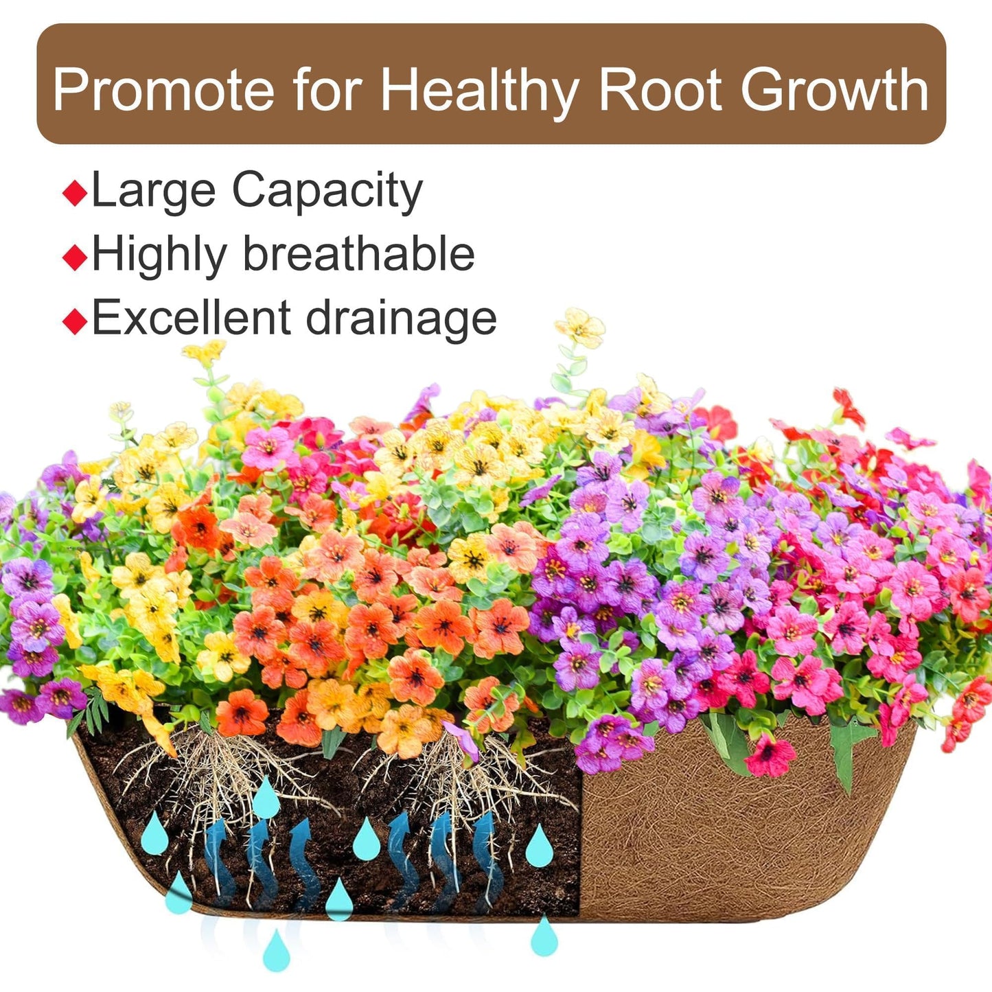 GYATSOCYG 36 Inch Window Baskets with Coconut Liner Outdoor Wall Planter for Plants Long Window Flower Box for Porch Fence Patio Outdoor（2 Pack）