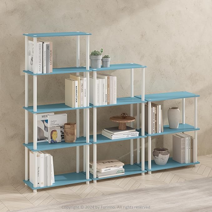 Furinno Turn-N-Tube Book Shelf, 4-Tier Bookshelf, Bookcase
