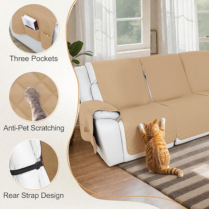 HDCAXKJ Reclining Sectional Couch Covers L Shape Recliner Sofa Middle Console