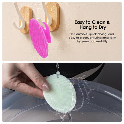 INNERNEED Super Soft Silicone Face Cleanser and Massager Brush Manual Facial Cleansing Scrubber Handheld Wash Pad for Sensitive, Delicate, Dry Skin (Pack of 4)