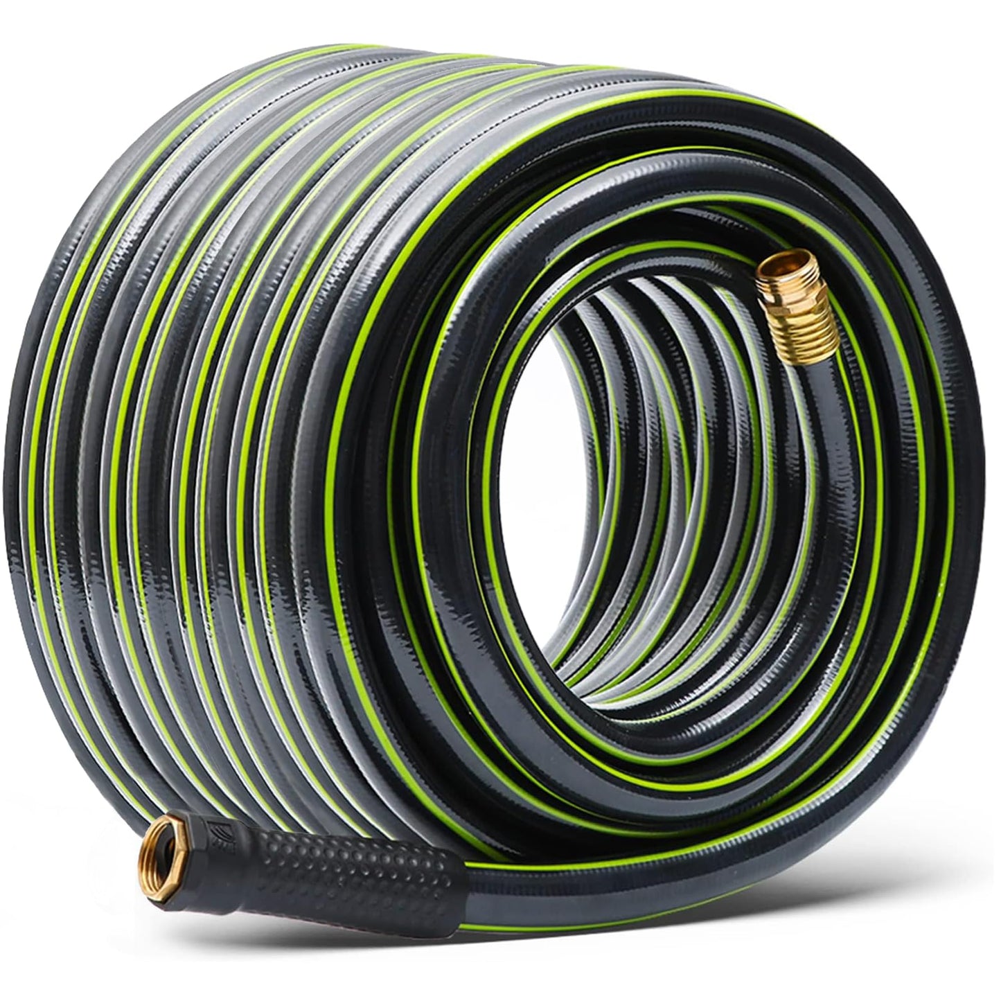 Worth Leader Long Garden Hose 5/8 in. x 100 ft. -No Kink, Flexible, Leakproof, Male to Female Fittings -Heavy Duty Durable PVC Lightweight Water Pipe with Brass Aluminum Ends for Household & Yard Use