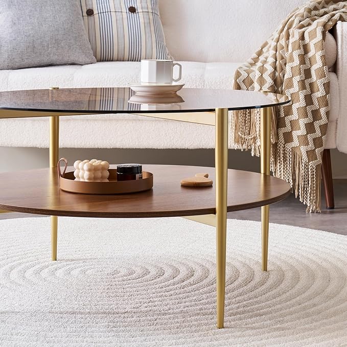 LumFurn Round Coffee Table, Mid-Century Modern Design, D30 x H17,