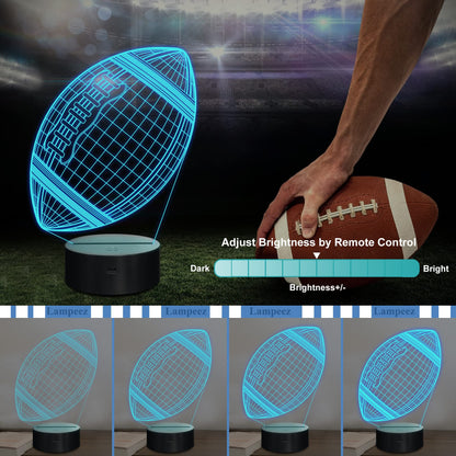 Lampeez Football Gifts Night Light, Kids 3D American Football Night Light Optical Illusion Rugby Lamp with 16 Colors Changing Remote Birthday Xmas Valentine Gift Idea for Sport Fan Boys Girls