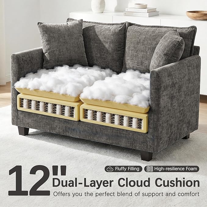 Loveseat Sofa, Comfy Chenille Small Couch