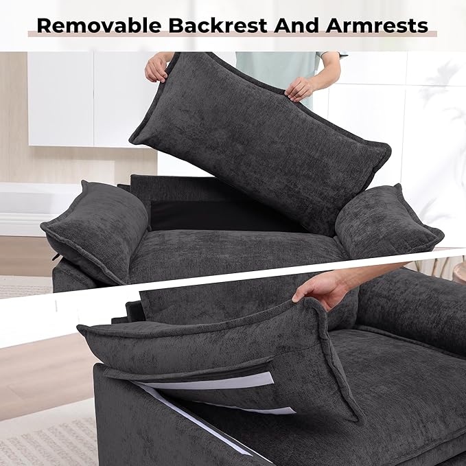 Oversized Accent Chairs Set of 2, Modern Chenille Cloud Sofa Chair
