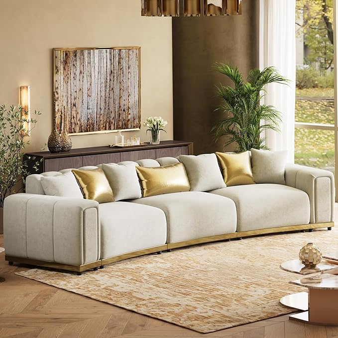 145" Oversized Velvet Chesterfield Sectional Couches