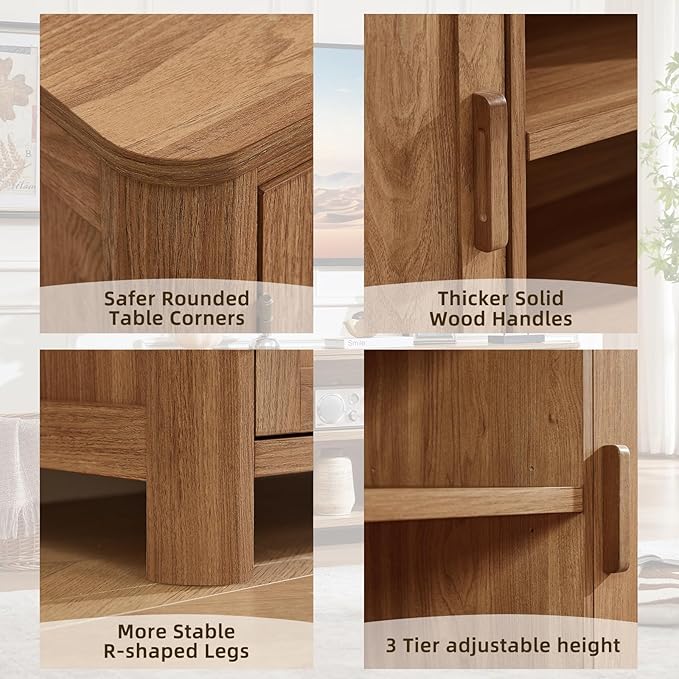 Joaxswe Farmhouse 55" Tv Stand, Dark Wood Entertainment Center