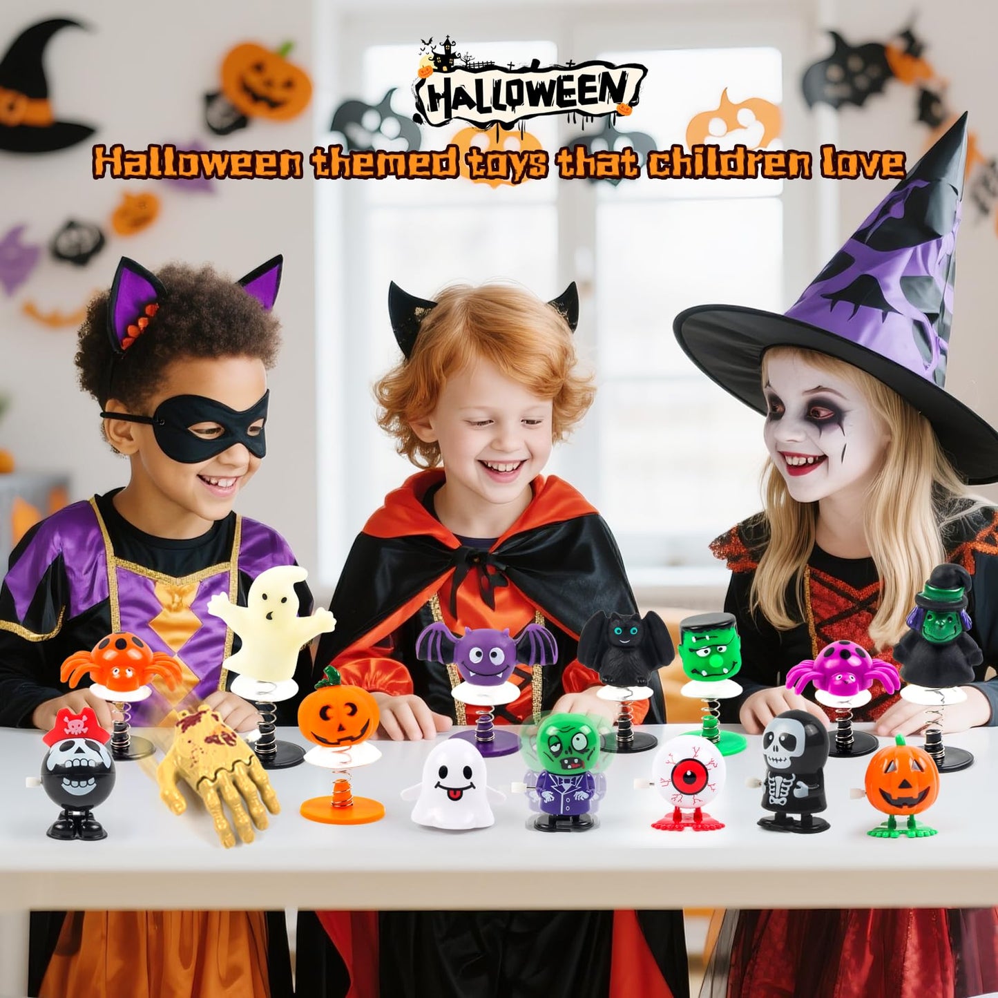 WESAYEE 24 PCS Halloween Wind Up Toys for Kids, Bulk Halloween Party Favors, Wind Up Toys for Trick or Treat, Goodie Bag Stuffers Carnival Prizes, Classroom Gifts for Toddlers