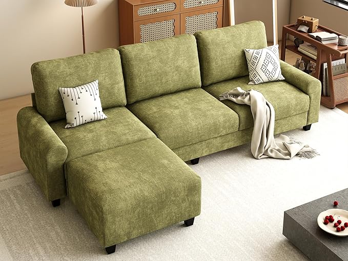 EASE MOOSE 100" Chenille L-Shaped Sectional Sofa, Modern Deep Seat Modular Couch