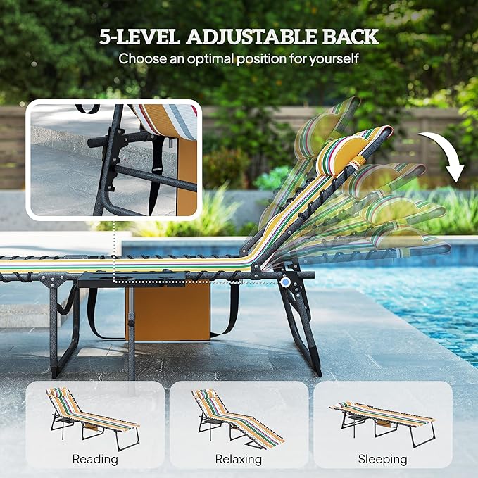 Outsunny Folding Chaise Lounge Chair Outdoor Tanning Chair