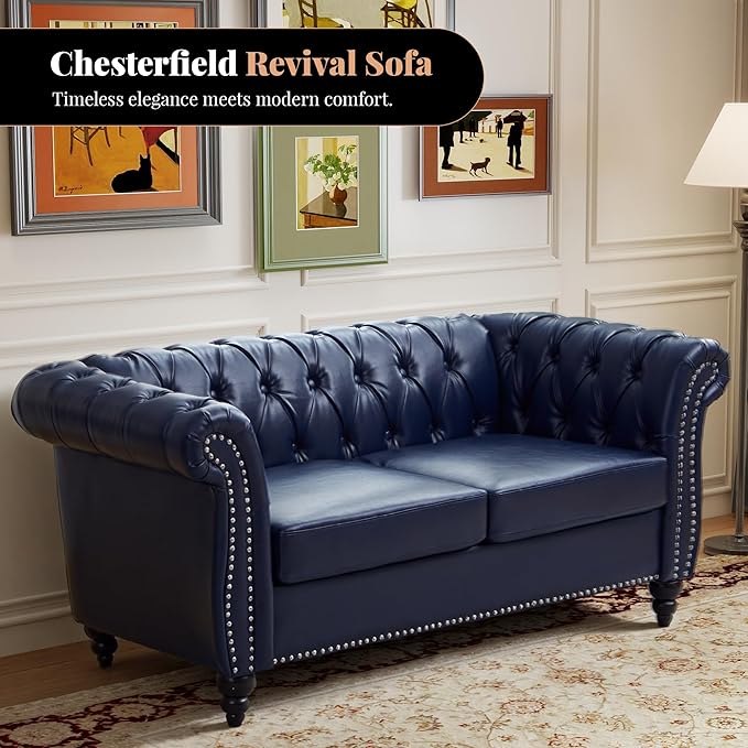 LEVNARY Chesterfield Loveseat, 2 Seater Tufted Couch
