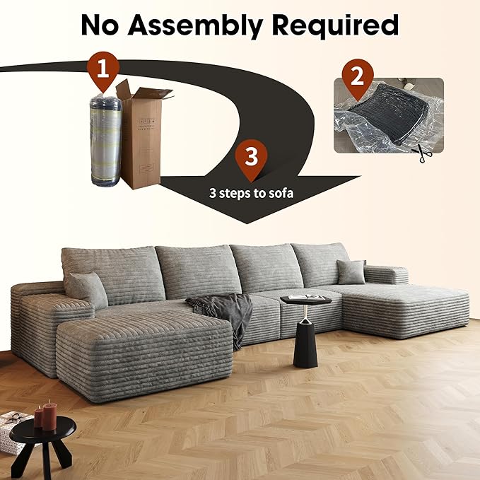 136" Sectional Couches for Living Room Cloud Couch Sofa
