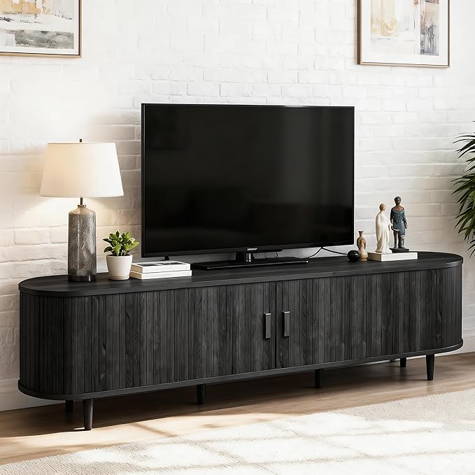 70" Mid Century Modern TV Stand, Wood TV Consoles