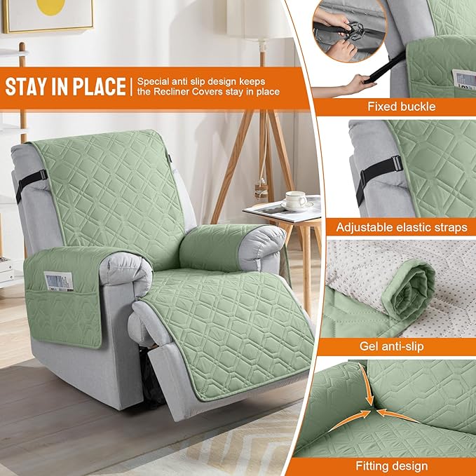 VANSOFY 100% Waterproof Recliner Chair Covers, Recliner Cover Non-Slip Dog