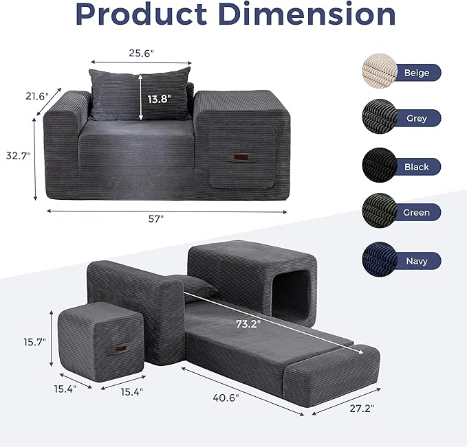 MAXYOYO Folding Sofa Couch, Convertible Floor Sofa