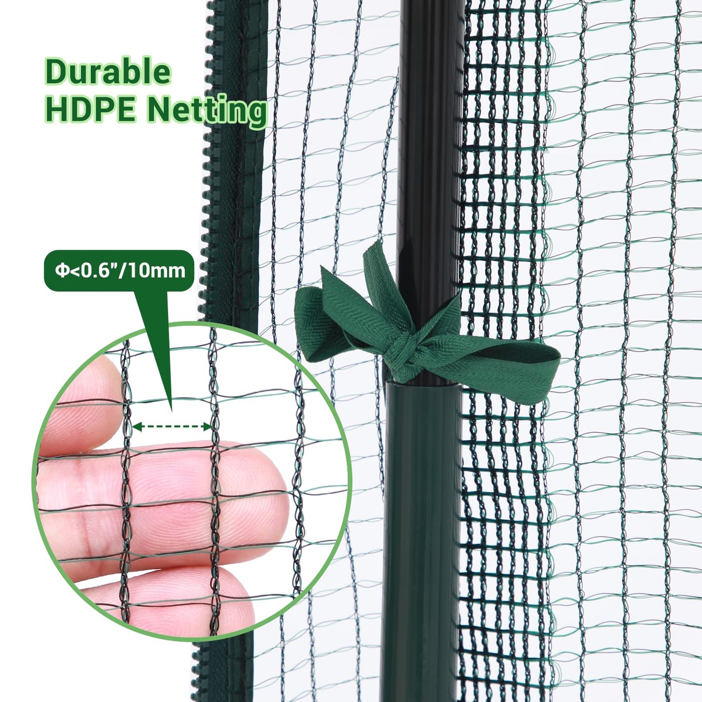 Ohuhu Crop Cages for Garden Plant:6.6x3.9x5.3 Ft Plant Protection Tent with Zippered Door, Raised Bed Cover, Garden Bed Cover with Frame, Wind-Resistant Plant Cages for Outdoor Plants