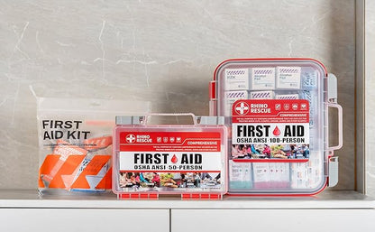 RHINO RESCUE 220 Pieces First Aid Kit Refill Bag, Emergency Extra Replacement Supplies, Includes Medical Bandages, Gauzes & Pads for Home, School & Car