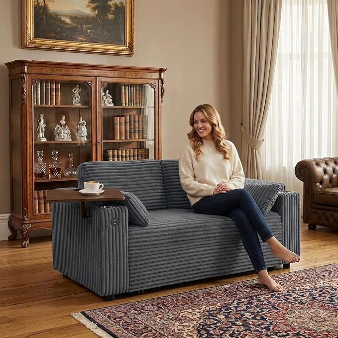 Auvsoce 65" 3-in-1 Pull-Out Convertible Sofa Bed