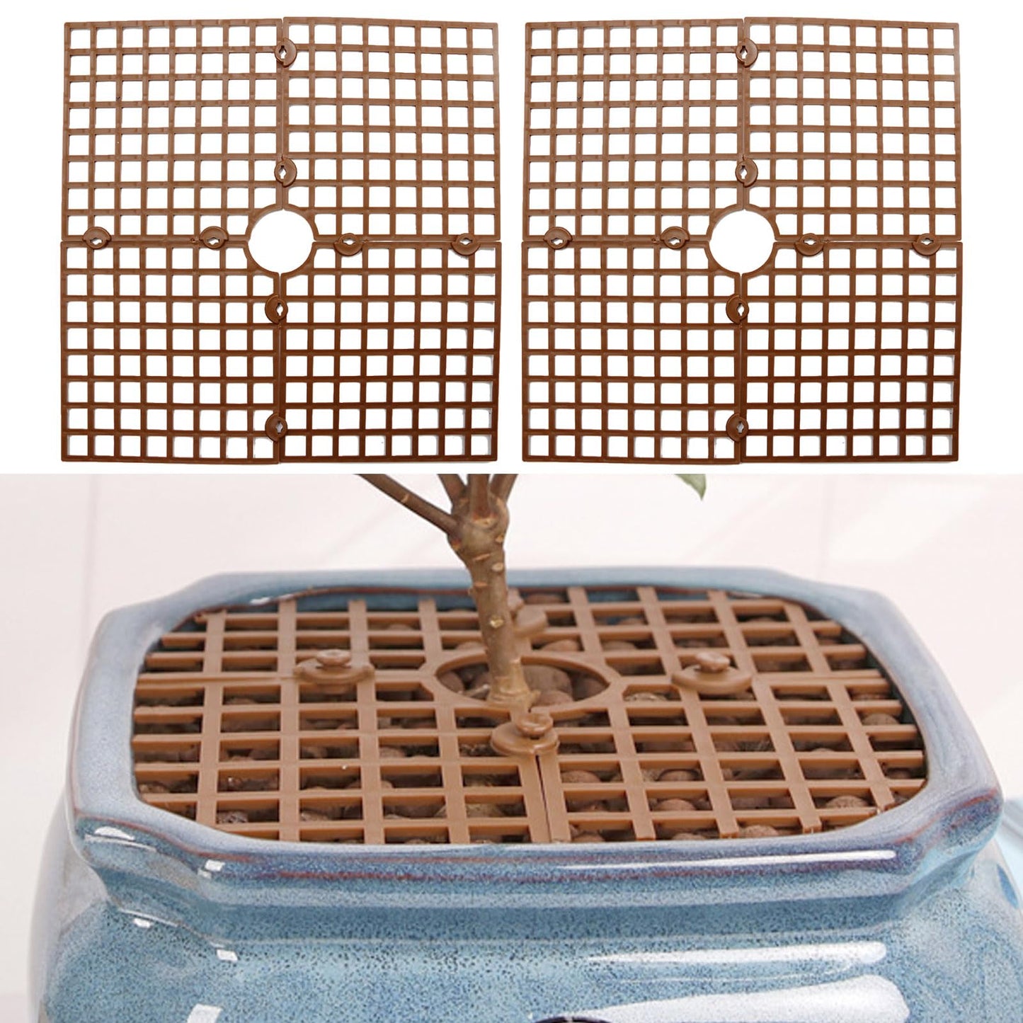 CADUFUELLY 3 Pcs Plant Pot Cover Plant Protector from Animal 11.8" Plant Pot Grid with Center Cutout Cuttable Flower Cover Soil Protectors