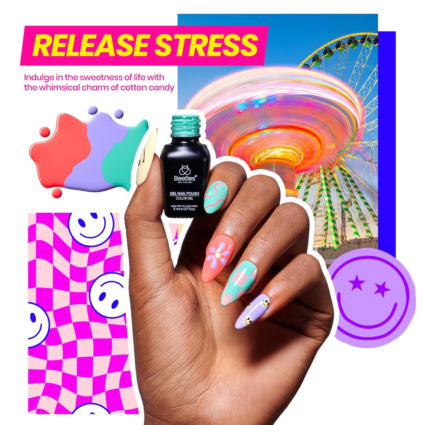 Beetles Gel Nail Polish Kit with U V Light -54 Pcs Gel Nail Kit Four Seasons Glow 32 Colors Set with Base Matte & Glossy Top Coat Soak Off Home DIY Manicure Nails Beginners Gifts for Women Teen Girls