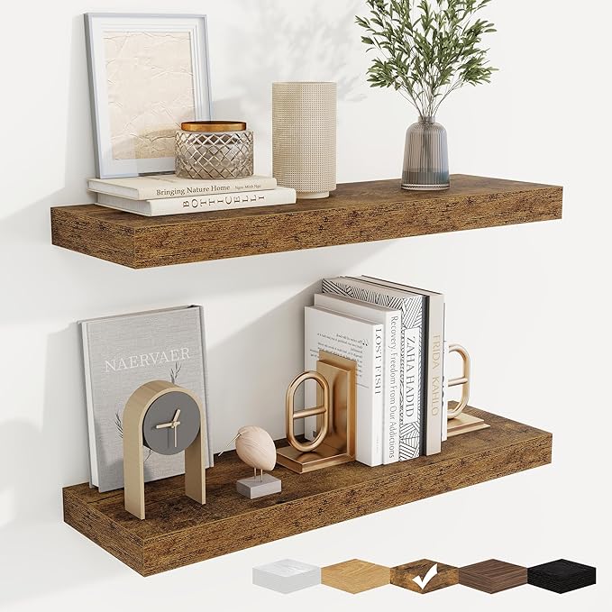 fuqing Floating Shelves for Wall, Wall Mounted Wood Floating Shelf