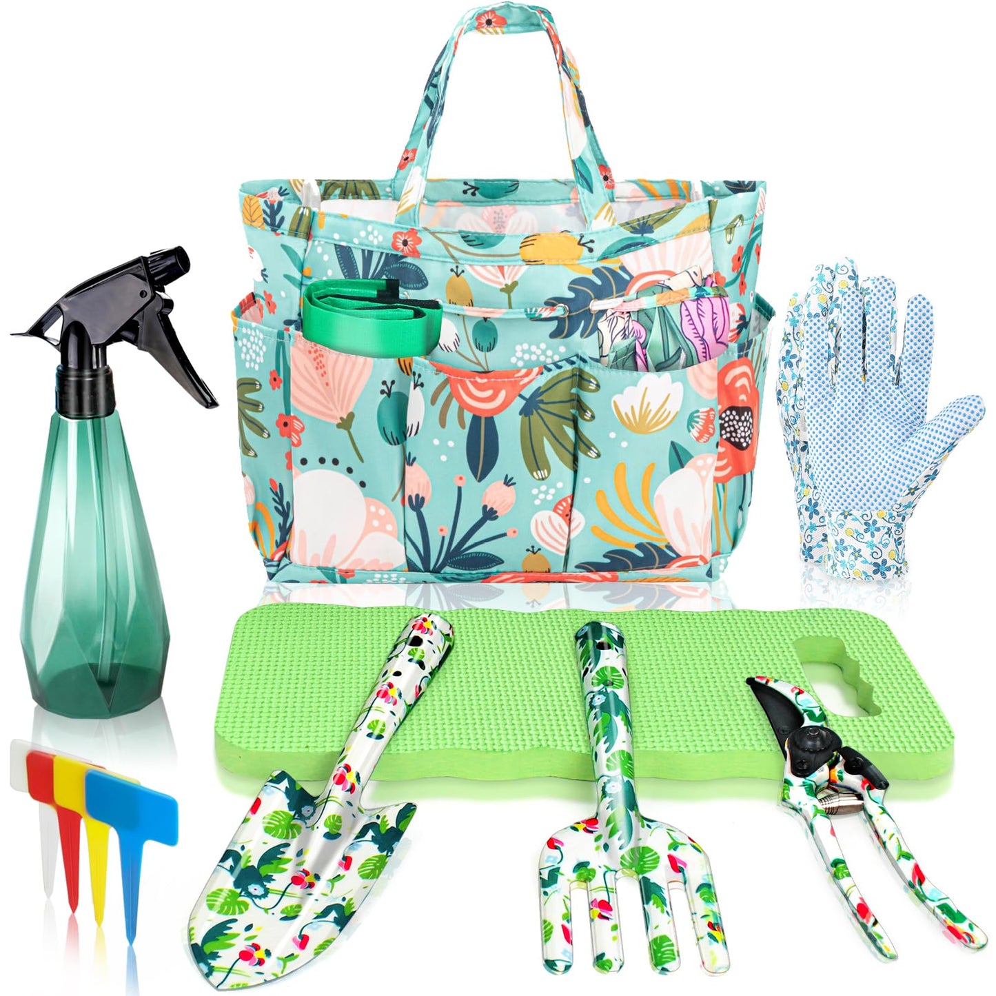 Floral Gardening Tools, Gifts for Mom Mothers Day, Mom Birthday Gifts from Daughters Floral Gardening Tools and Durable Garden Tools Organizer Tote, Ideal Gardening Gift for Women Plant Lover Present
