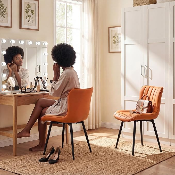 YOUNUOKE Dining Chairs Set of 2 Camel Mid Century Modern Kitchen Chairs Armless
