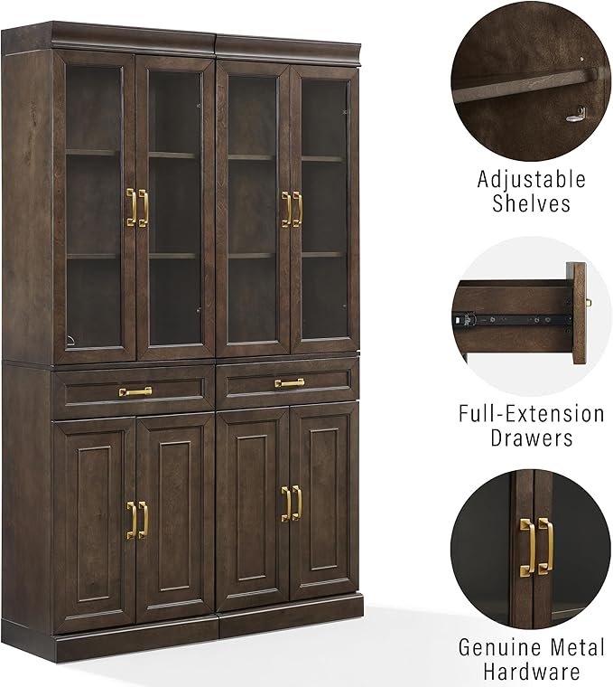 Crosley Furniture Stanton 2-Piece Glass Door Kitchen Storage Pantry Cabinet