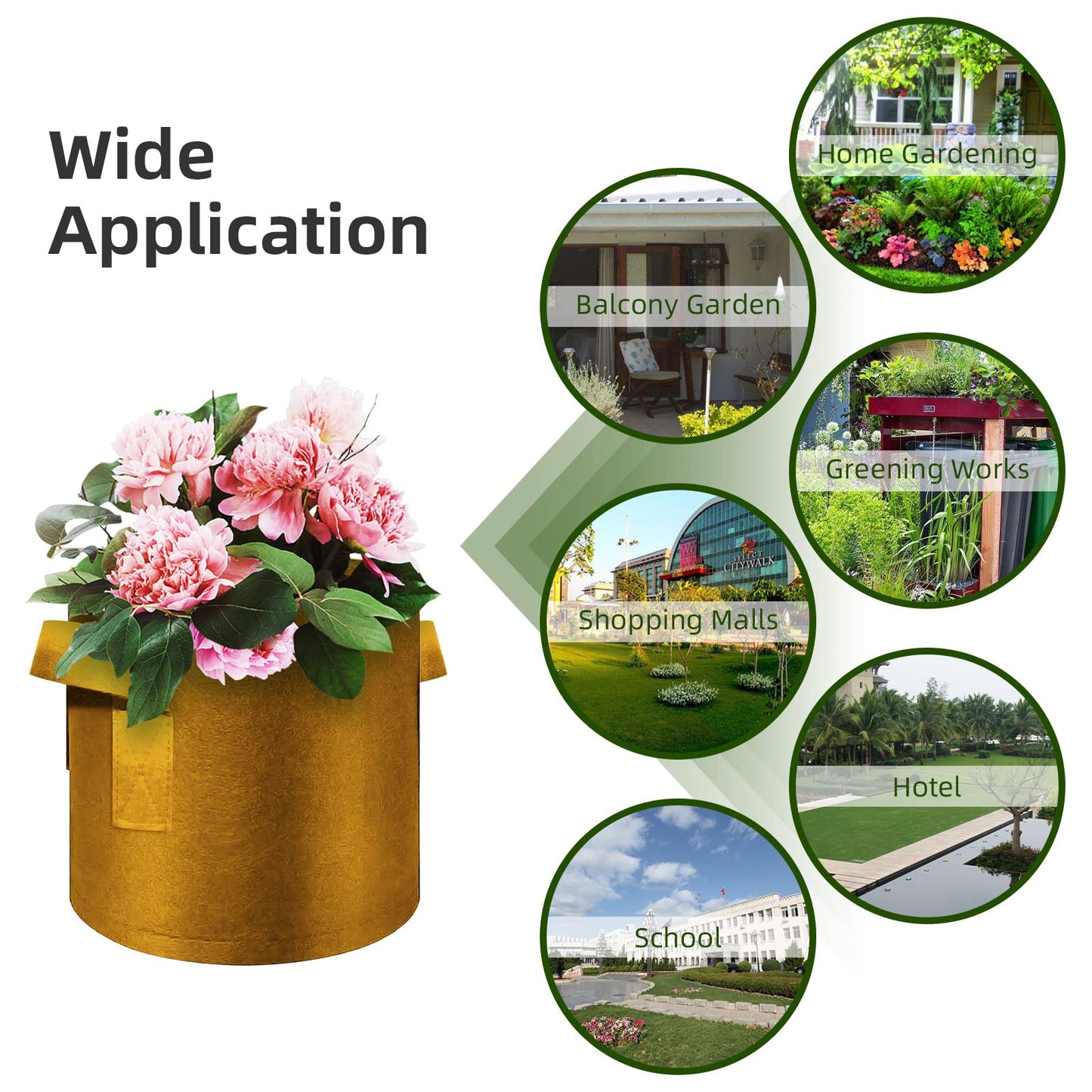 WHATWEARS 12-Pack 10 Gallon Plant Grow Bags, Thickened Nonwoven Fabric Pots with Handles, Vegetable Planter Bags Containers, Cloth Planters for Garden Vegetable/Flower/Plant/Fruits Outdoor (Brown)